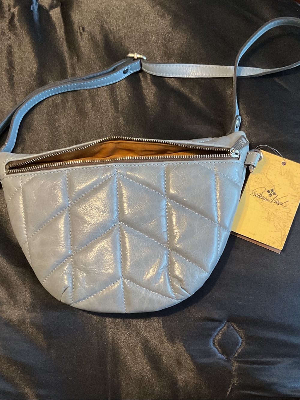 Patricia Nash Quilted Light Gray Crossbody Belt Bag